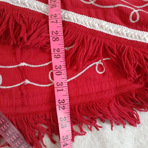 Red Embroidered Asymmetrical Long Sleeve Tunic - Picture 14 of 14